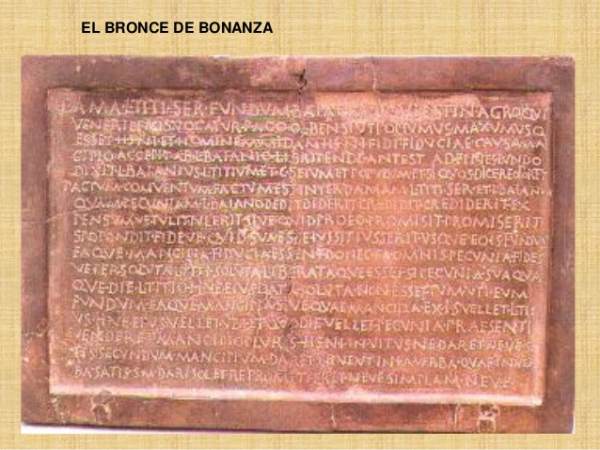 Bronce de Bonanza, documento conservado en el Museo Arqueológico de Madrid.