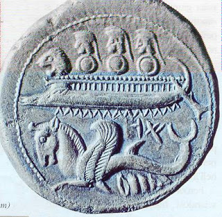 Barco de Guerra Sidonio, con cabeza de león.