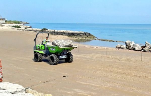 Obras en las playas del Río San Pedro.