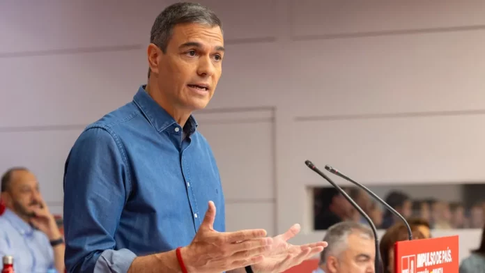 Pedro Sánchez en una de sus última comparecencias.